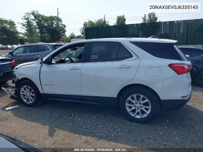 2018 Chevrolet Equinox Lt VIN: 2GNAXSEV0J6335145 Lot: 40193626