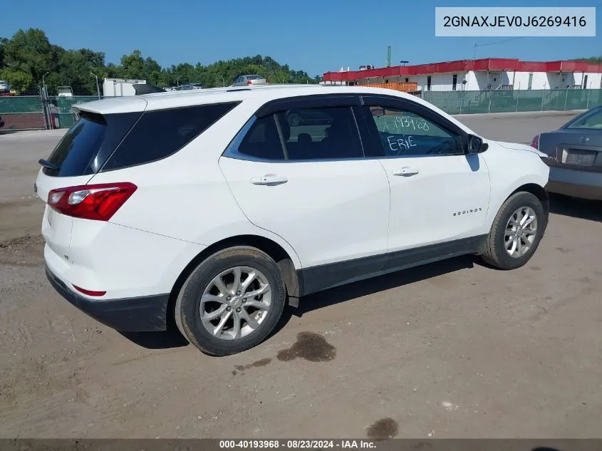 2018 Chevrolet Equinox Lt VIN: 2GNAXJEV0J6269416 Lot: 40193968