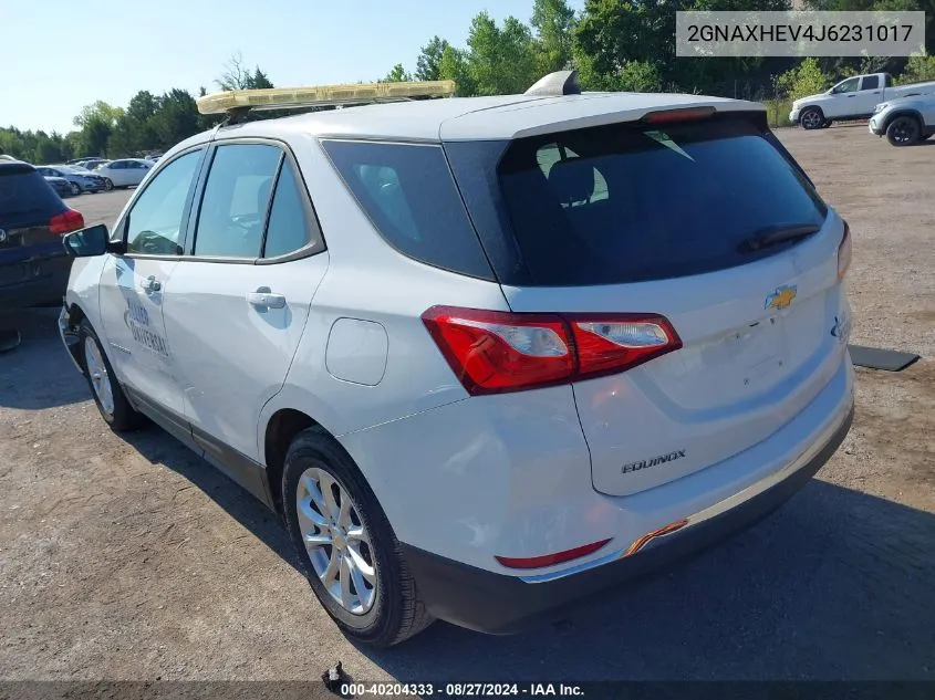 2018 Chevrolet Equinox Ls VIN: 2GNAXHEV4J6231017 Lot: 40204333