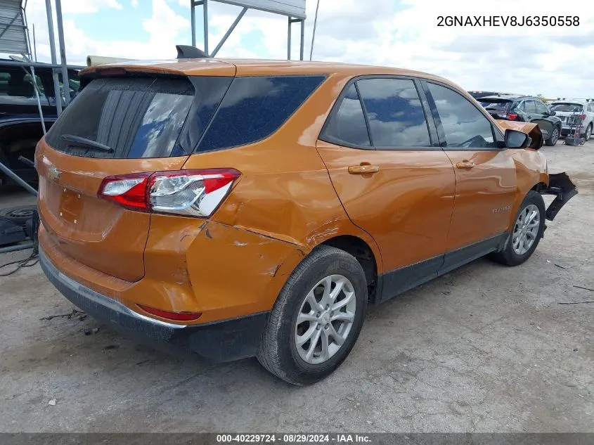 2018 Chevrolet Equinox Ls VIN: 2GNAXHEV8J6350558 Lot: 40229724