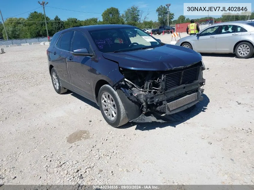 2018 Chevrolet Equinox Lt VIN: 3GNAXJEV7JL402846 Lot: 40234535