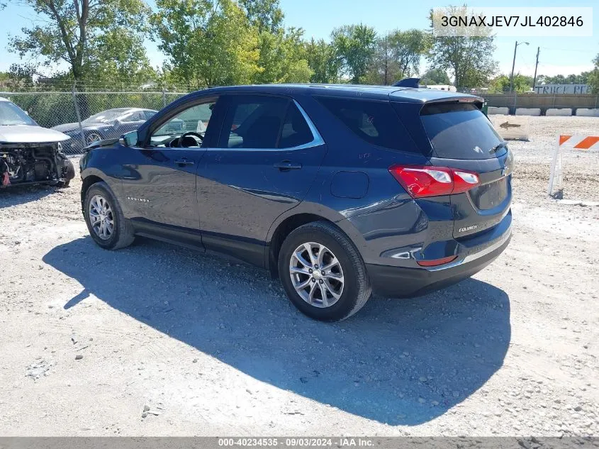 2018 Chevrolet Equinox Lt VIN: 3GNAXJEV7JL402846 Lot: 40234535