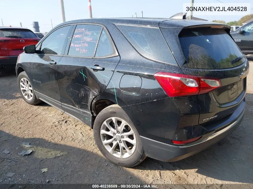 2018 Chevrolet Equinox Ls VIN: 3GNAXHEV2JL404528 Lot: 40238589