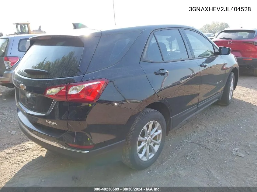 2018 Chevrolet Equinox Ls VIN: 3GNAXHEV2JL404528 Lot: 40238589