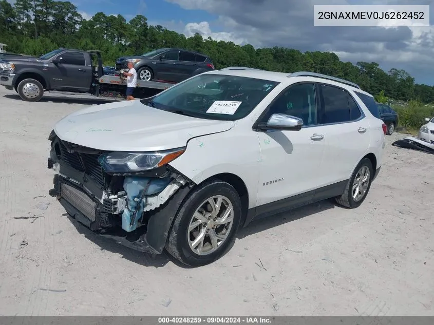 2018 Chevrolet Equinox Premier VIN: 2GNAXMEV0J6262452 Lot: 40248259