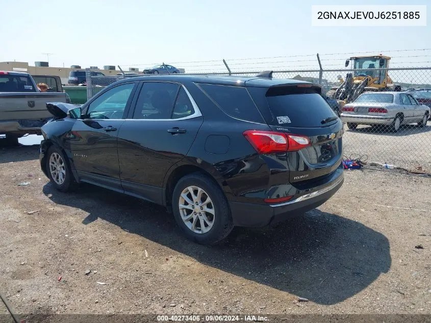 2018 Chevrolet Equinox Lt VIN: 2GNAXJEV0J6251885 Lot: 40273406