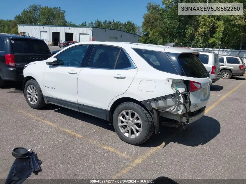 2018 Chevrolet Equinox Lt VIN: 3GNAXSEV5JS582260 Lot: 40274277