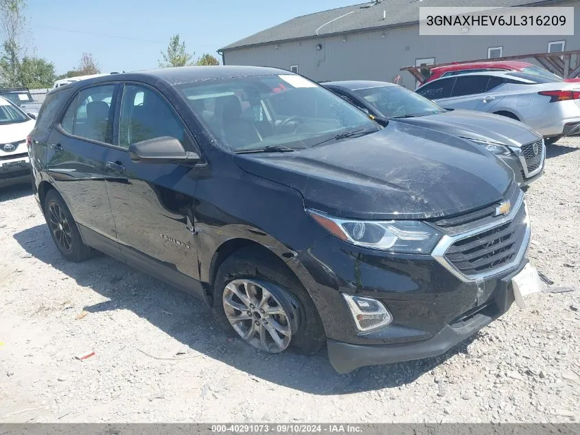 2018 Chevrolet Equinox Ls VIN: 3GNAXHEV6JL316209 Lot: 40291073