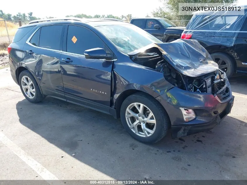 2018 Chevrolet Equinox Lt VIN: 3GNAXTEX0JS518912 Lot: 40312515