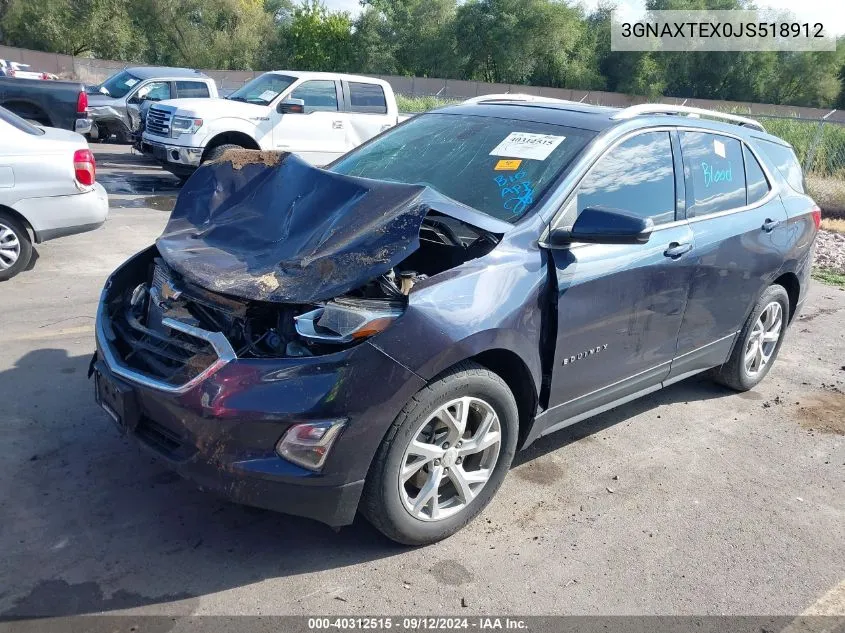 2018 Chevrolet Equinox Lt VIN: 3GNAXTEX0JS518912 Lot: 40312515