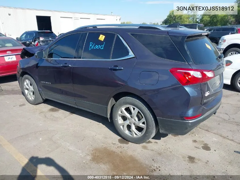 2018 Chevrolet Equinox Lt VIN: 3GNAXTEX0JS518912 Lot: 40312515