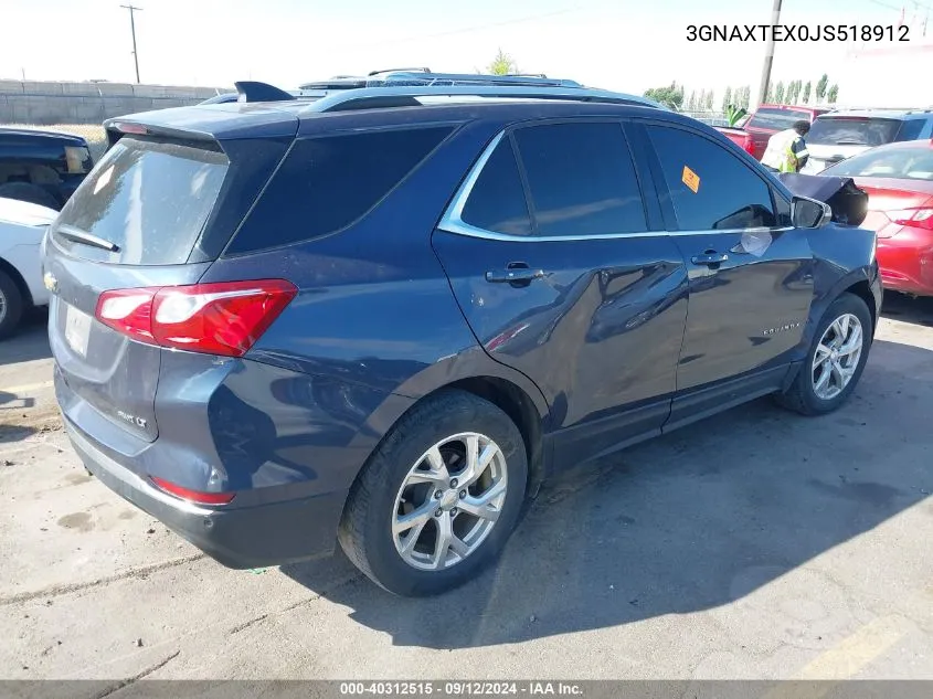 2018 Chevrolet Equinox Lt VIN: 3GNAXTEX0JS518912 Lot: 40312515