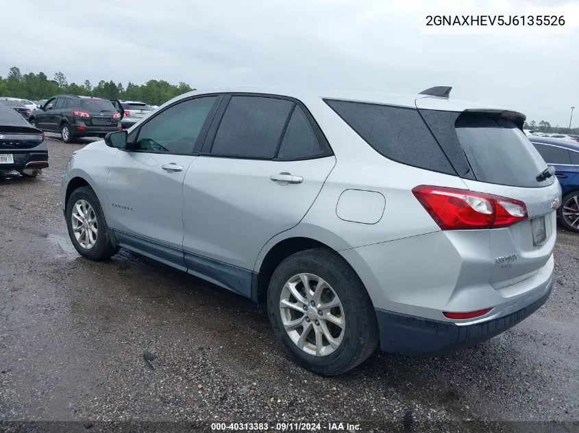 2018 Chevrolet Equinox Ls VIN: 2GNAXHEV5J6135526 Lot: 40313383