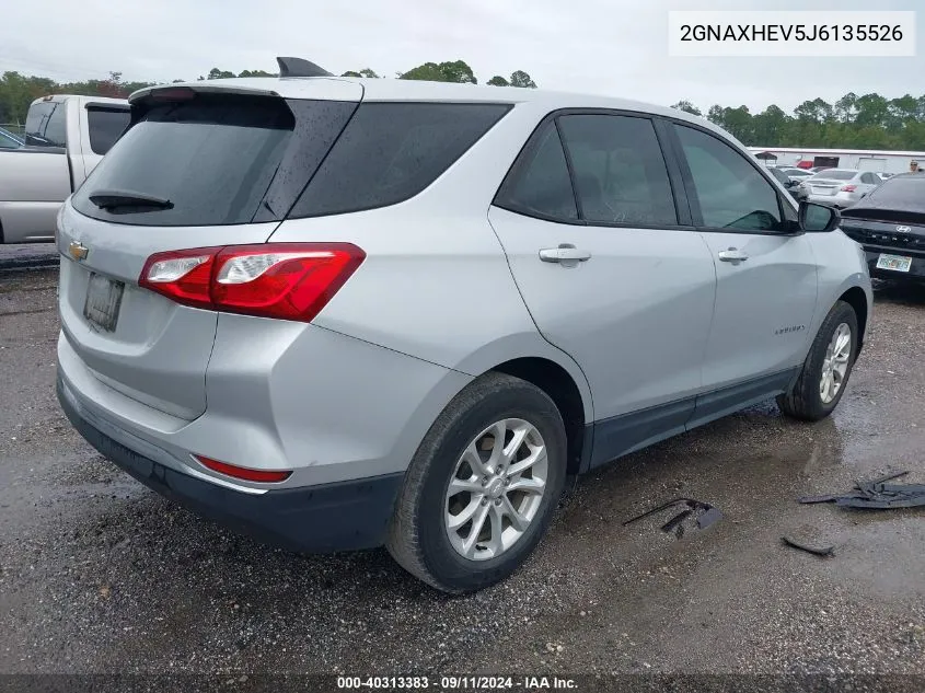 2018 Chevrolet Equinox Ls VIN: 2GNAXHEV5J6135526 Lot: 40313383