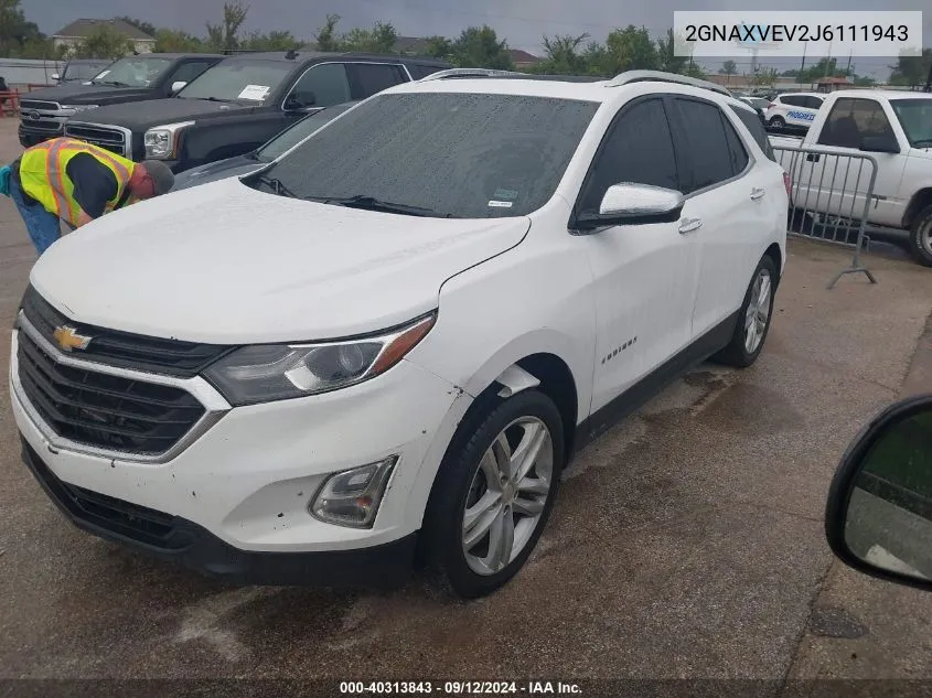 2018 Chevrolet Equinox Premier VIN: 2GNAXVEV2J6111943 Lot: 40313843