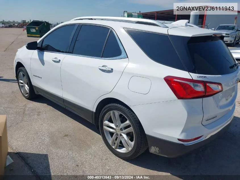 2018 Chevrolet Equinox Premier VIN: 2GNAXVEV2J6111943 Lot: 40313843