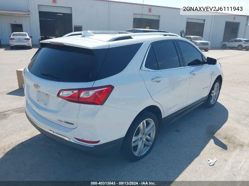 2018 Chevrolet Equinox Premier VIN: 2GNAXVEV2J6111943 Lot: 40313843