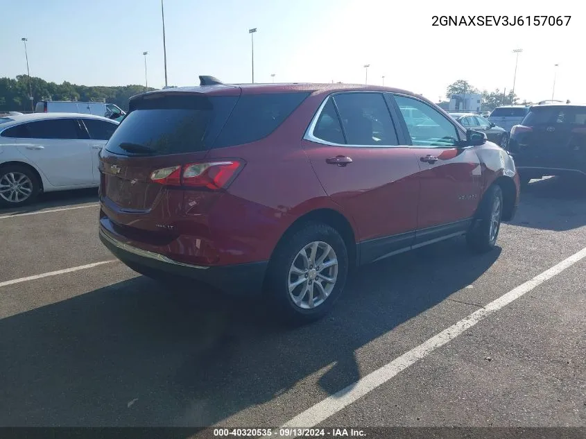 2018 Chevrolet Equinox Lt VIN: 2GNAXSEV3J6157067 Lot: 40320535