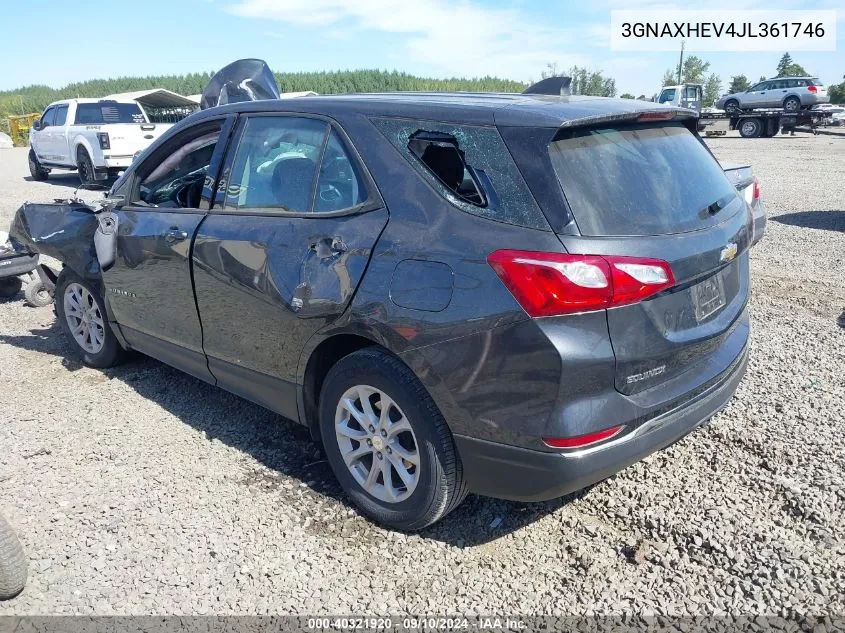 2018 Chevrolet Equinox Ls VIN: 3GNAXHEV4JL361746 Lot: 40321920