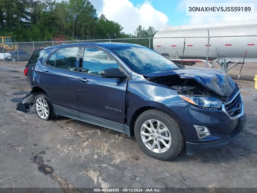 2018 Chevrolet Equinox Ls VIN: 3GNAXHEV5JS559189 Lot: 40336555