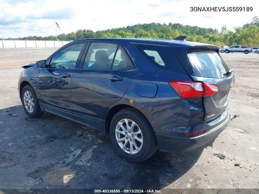 2018 Chevrolet Equinox Ls VIN: 3GNAXHEV5JS559189 Lot: 40336555