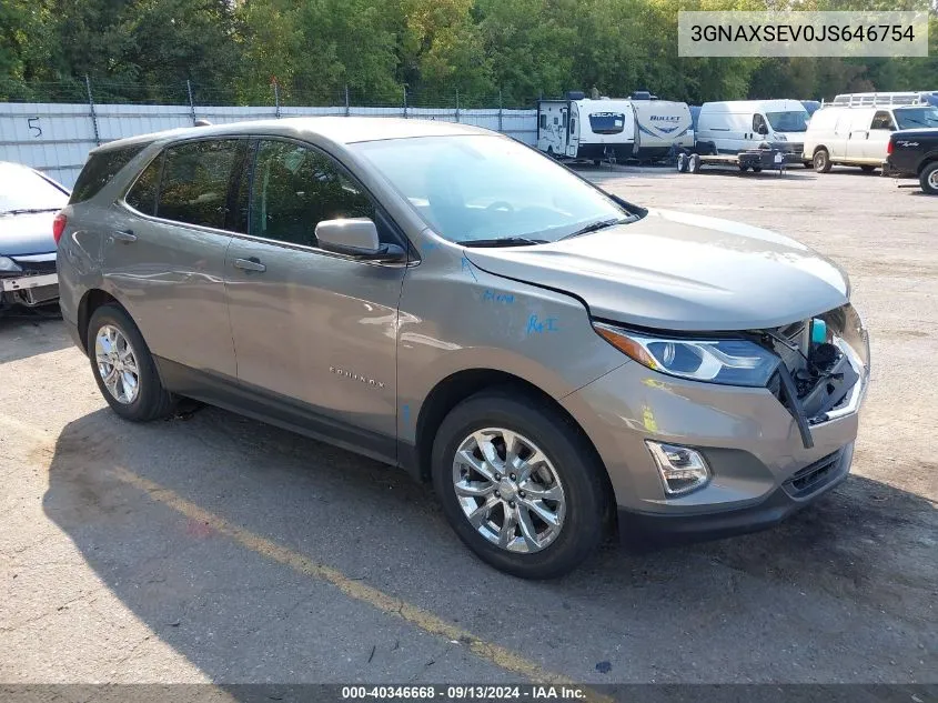 2018 Chevrolet Equinox Lt VIN: 3GNAXSEV0JS646754 Lot: 40346668