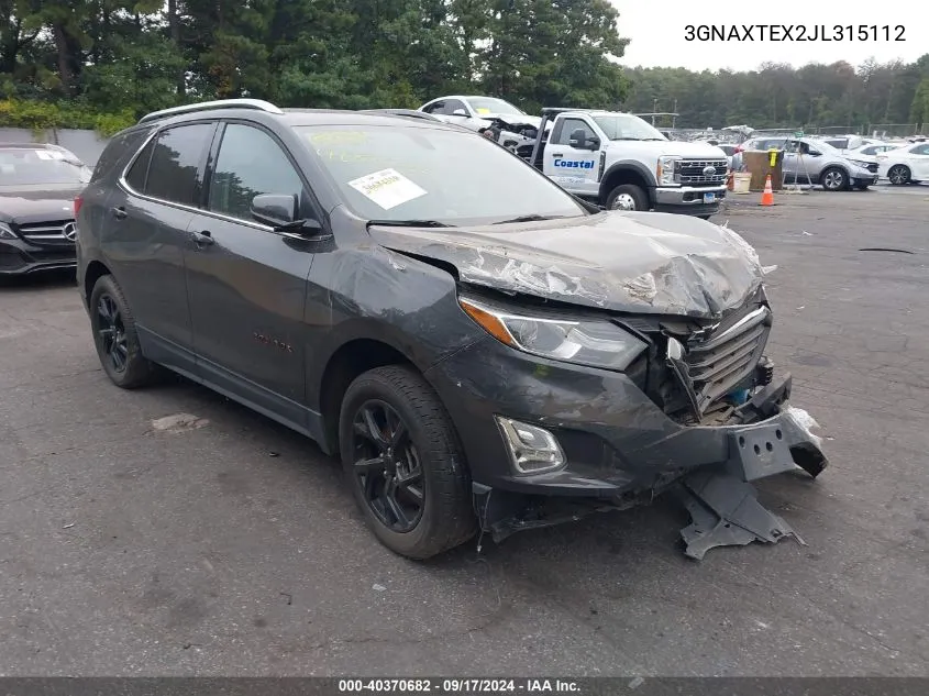 2018 Chevrolet Equinox Lt VIN: 3GNAXTEX2JL315112 Lot: 40370682