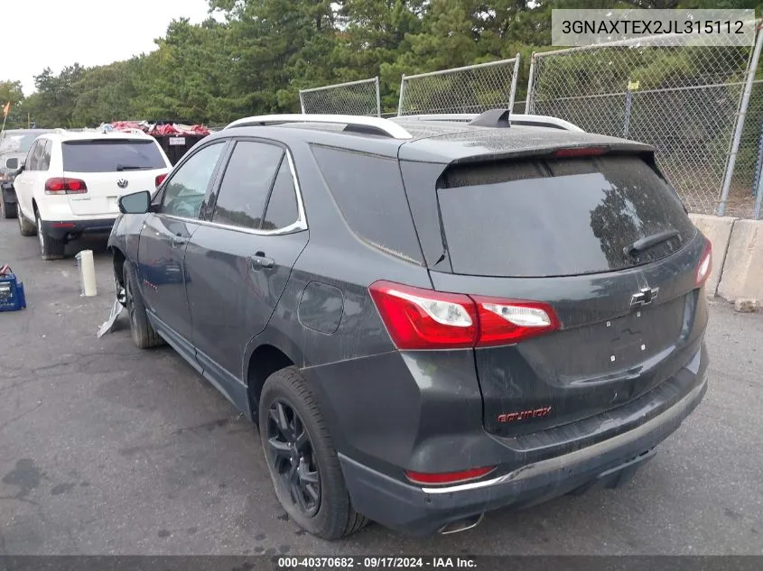 2018 Chevrolet Equinox Lt VIN: 3GNAXTEX2JL315112 Lot: 40370682