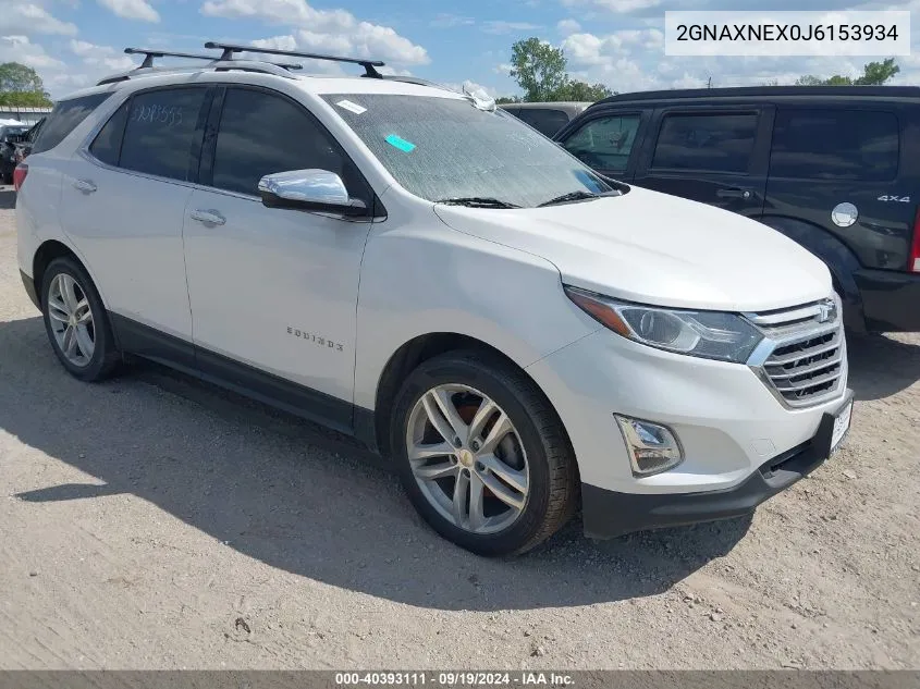 2018 Chevrolet Equinox Premier VIN: 2GNAXNEX0J6153934 Lot: 40393111