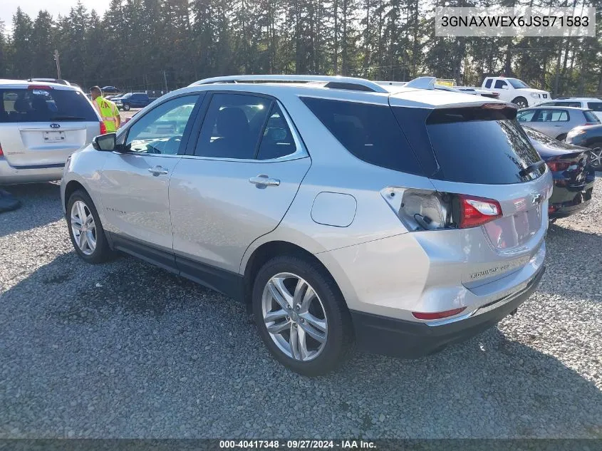 2018 Chevrolet Equinox Premier VIN: 3GNAXWEX6JS571583 Lot: 40417348