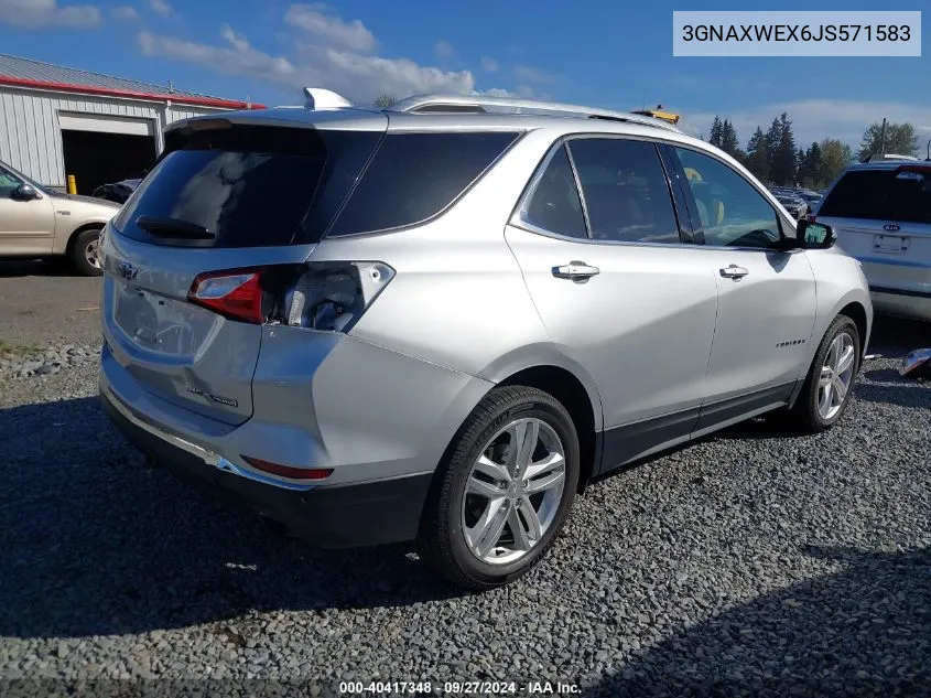 2018 Chevrolet Equinox Premier VIN: 3GNAXWEX6JS571583 Lot: 40417348