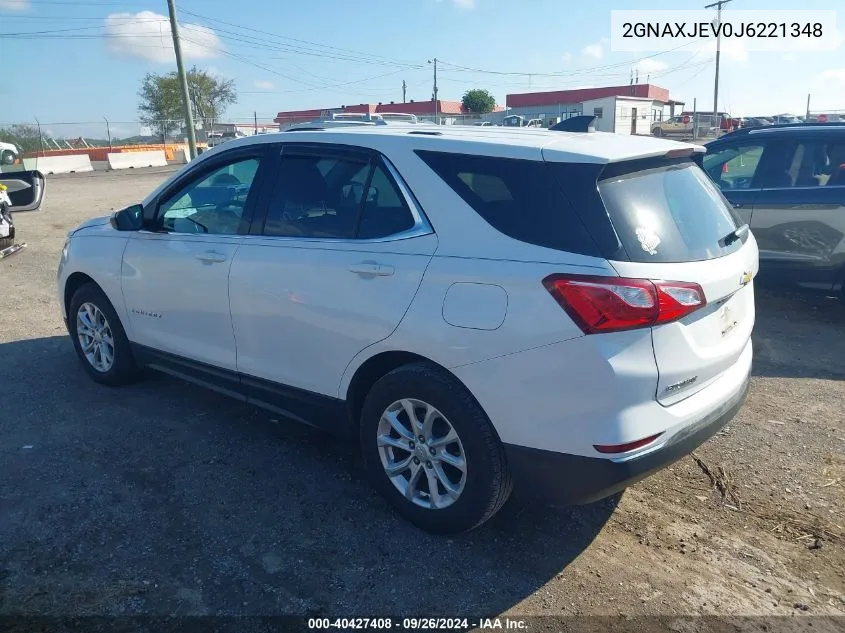 2018 Chevrolet Equinox Lt VIN: 2GNAXJEV0J6221348 Lot: 40427408