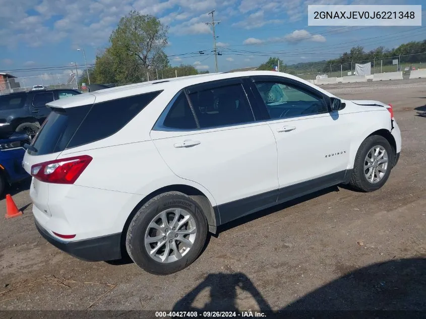 2018 Chevrolet Equinox Lt VIN: 2GNAXJEV0J6221348 Lot: 40427408