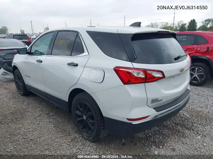 2018 Chevrolet Equinox Lt VIN: 2GNAXJEV0J6314550 Lot: 40434960