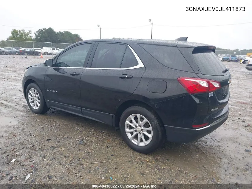 2018 Chevrolet Equinox Lt VIN: 3GNAXJEV0JL411873 Lot: 40438022