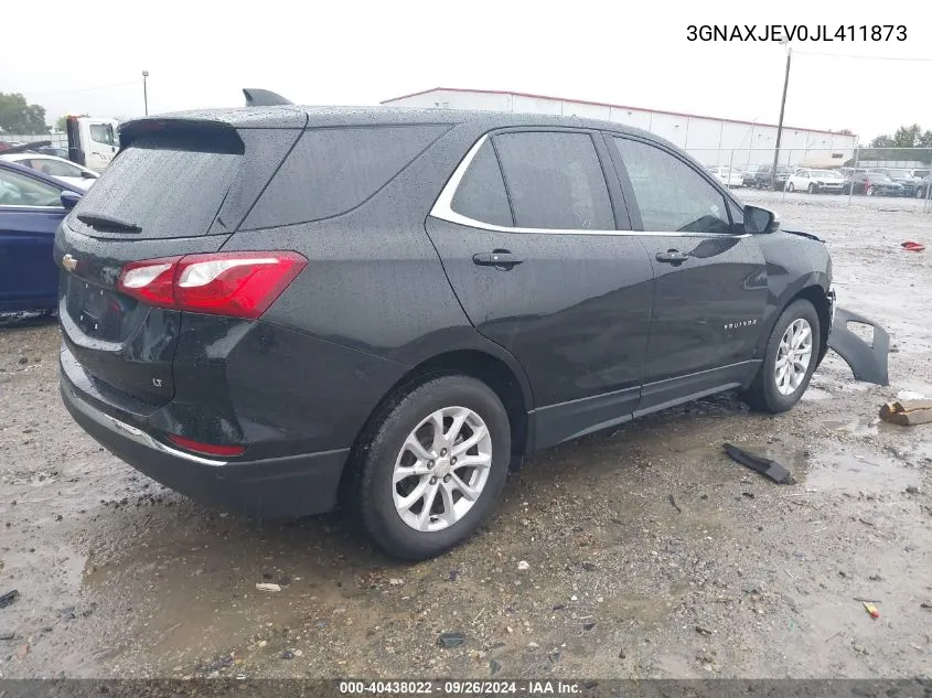 2018 Chevrolet Equinox Lt VIN: 3GNAXJEV0JL411873 Lot: 40438022