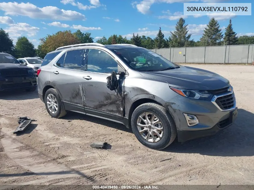 2018 Chevrolet Equinox Lt VIN: 3GNAXSEVXJL110792 Lot: 40439498