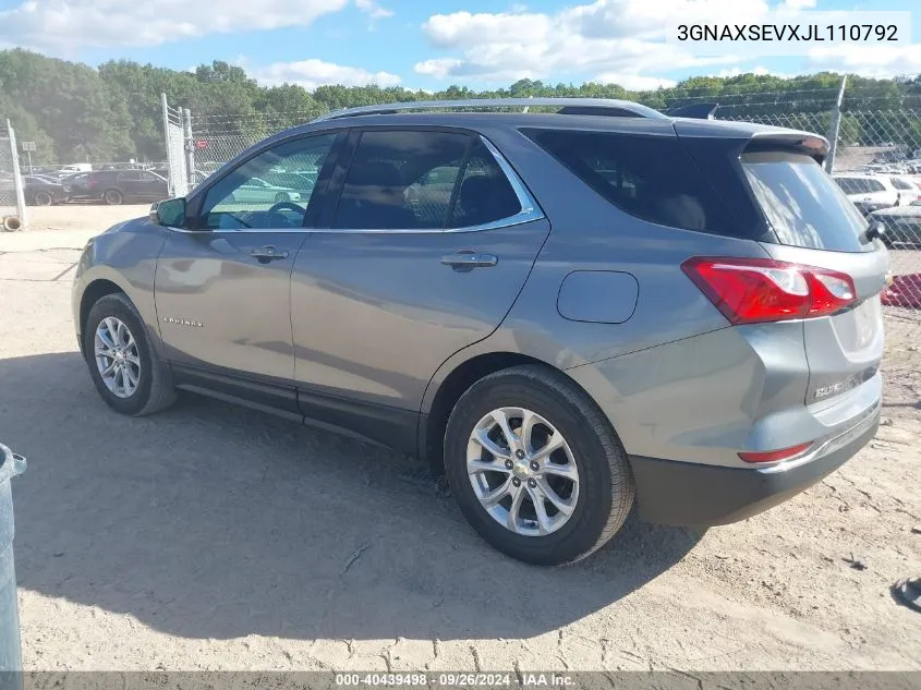 2018 Chevrolet Equinox Lt VIN: 3GNAXSEVXJL110792 Lot: 40439498