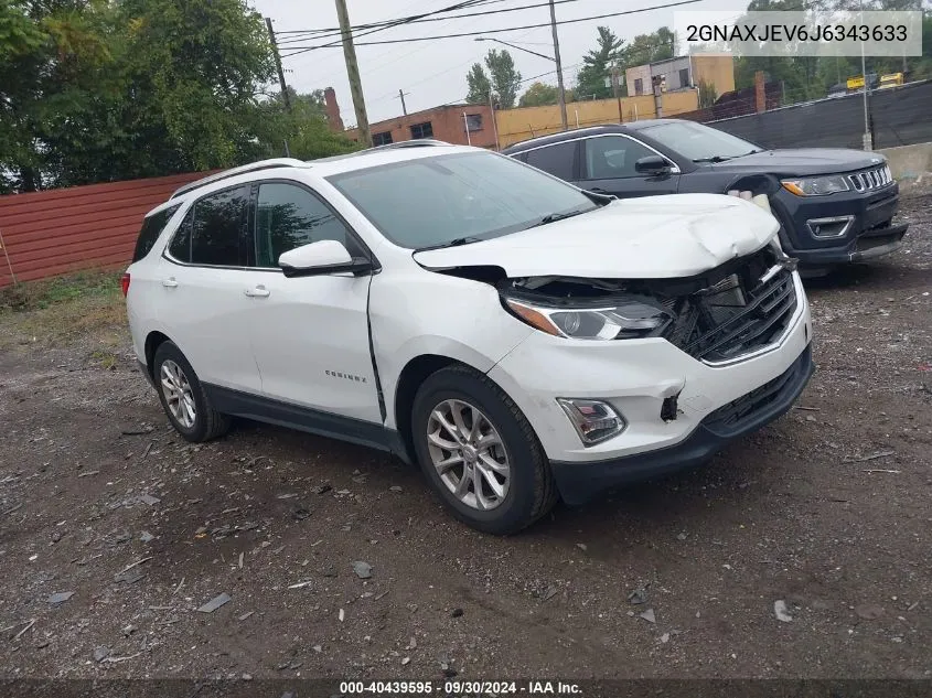 2018 Chevrolet Equinox Lt VIN: 2GNAXJEV6J6343633 Lot: 40439595