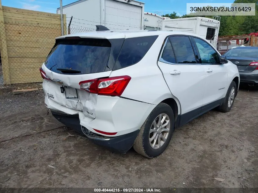 2018 Chevrolet Equinox Lt VIN: 3GNAXSEV2JL316429 Lot: 40444215