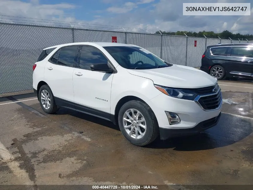 2018 Chevrolet Equinox Ls VIN: 3GNAXHEV1JS642747 Lot: 40447725