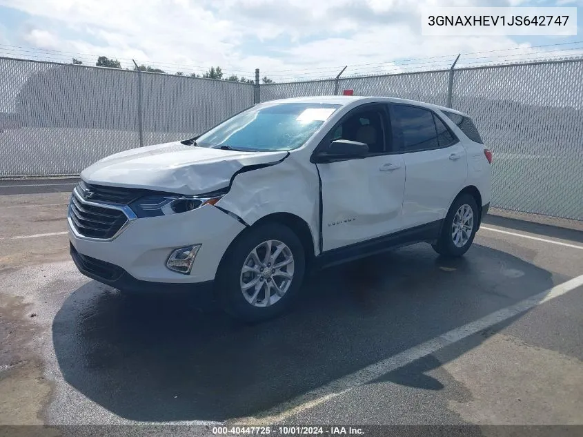 2018 Chevrolet Equinox Ls VIN: 3GNAXHEV1JS642747 Lot: 40447725