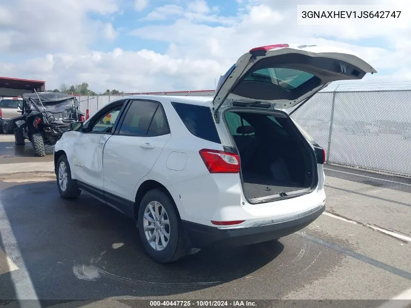 2018 Chevrolet Equinox Ls VIN: 3GNAXHEV1JS642747 Lot: 40447725