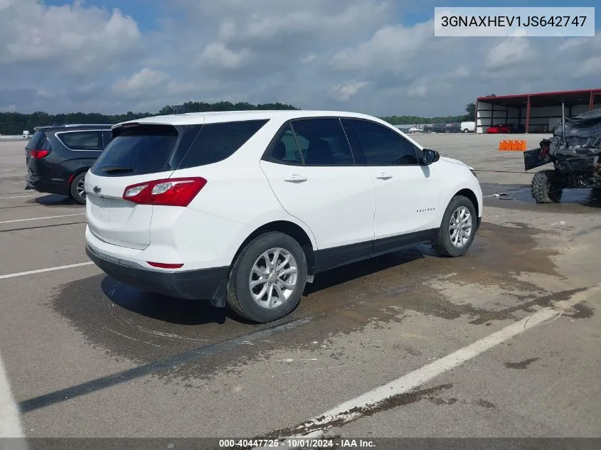 2018 Chevrolet Equinox Ls VIN: 3GNAXHEV1JS642747 Lot: 40447725