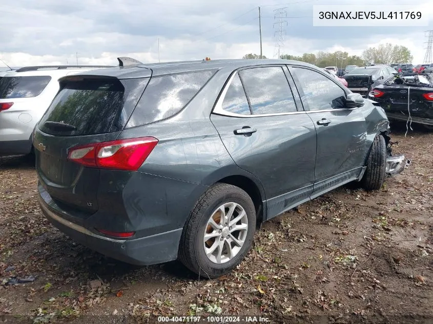 2018 Chevrolet Equinox Lt VIN: 3GNAXJEV5JL411769 Lot: 40471197