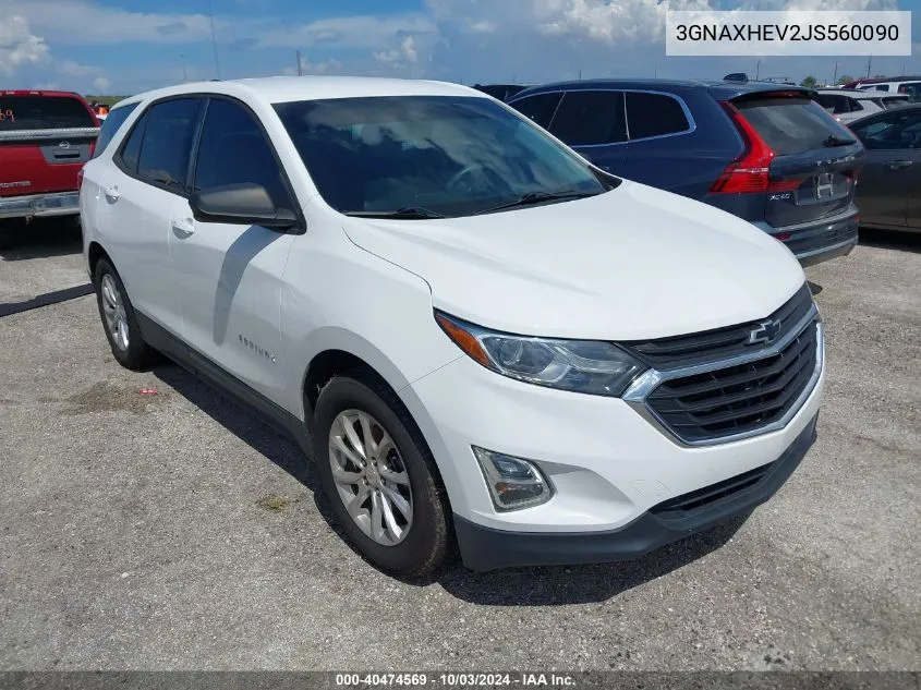 2018 Chevrolet Equinox Ls VIN: 3GNAXHEV2JS560090 Lot: 40474569