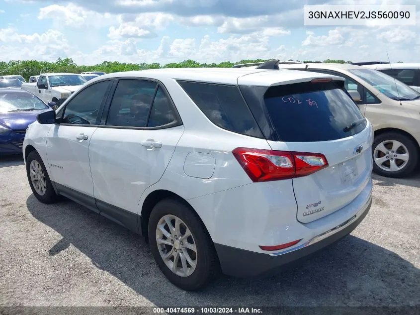 2018 Chevrolet Equinox Ls VIN: 3GNAXHEV2JS560090 Lot: 40474569