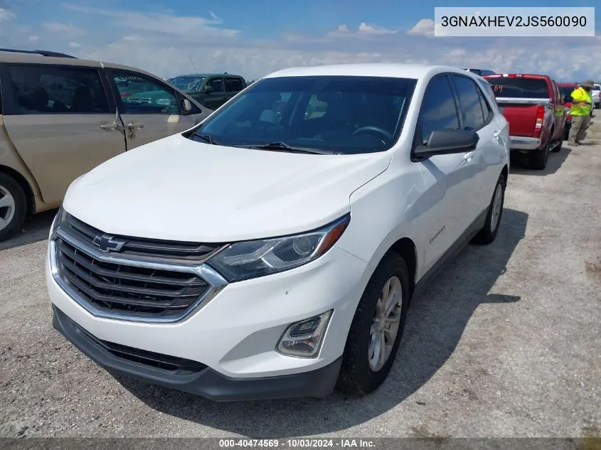 2018 Chevrolet Equinox Ls VIN: 3GNAXHEV2JS560090 Lot: 40474569