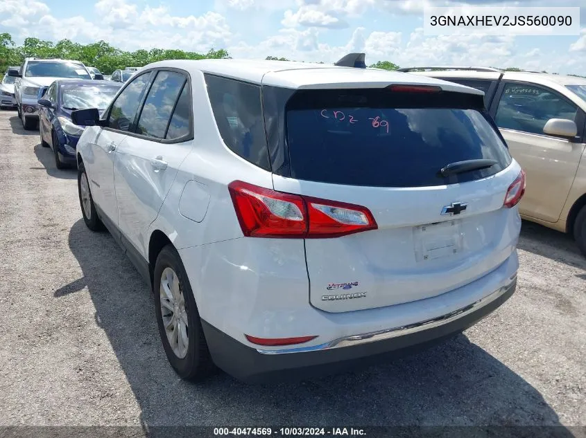 2018 Chevrolet Equinox Ls VIN: 3GNAXHEV2JS560090 Lot: 40474569