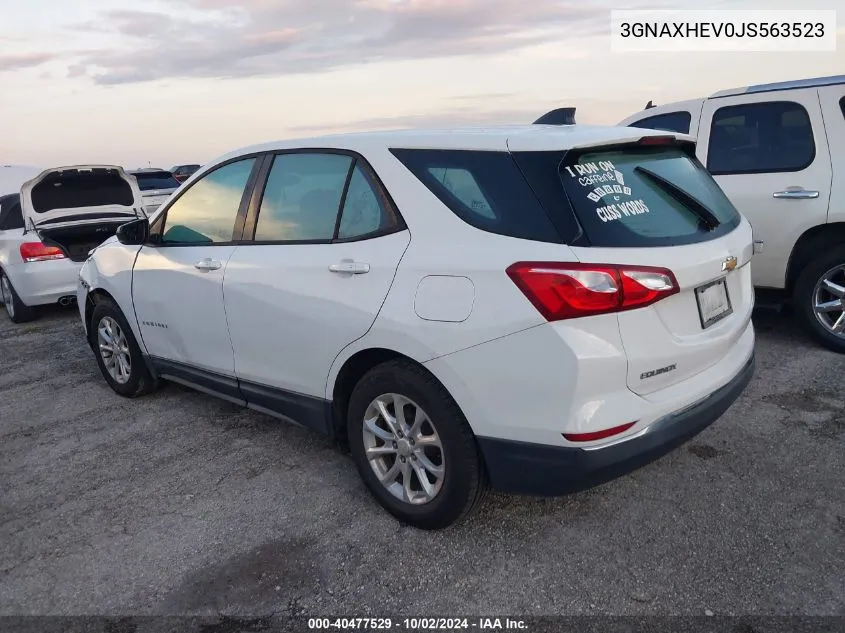 2018 Chevrolet Equinox Ls VIN: 3GNAXHEV0JS563523 Lot: 40477529